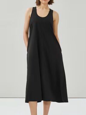 Joe Fresh Black Sleeveless A-Line Midi Dress with pockets!